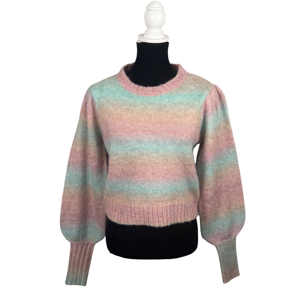 Saltwater Luxe Womens Ombre Stripe Puff Sleeve Sweater Pastel S2428-MUL M